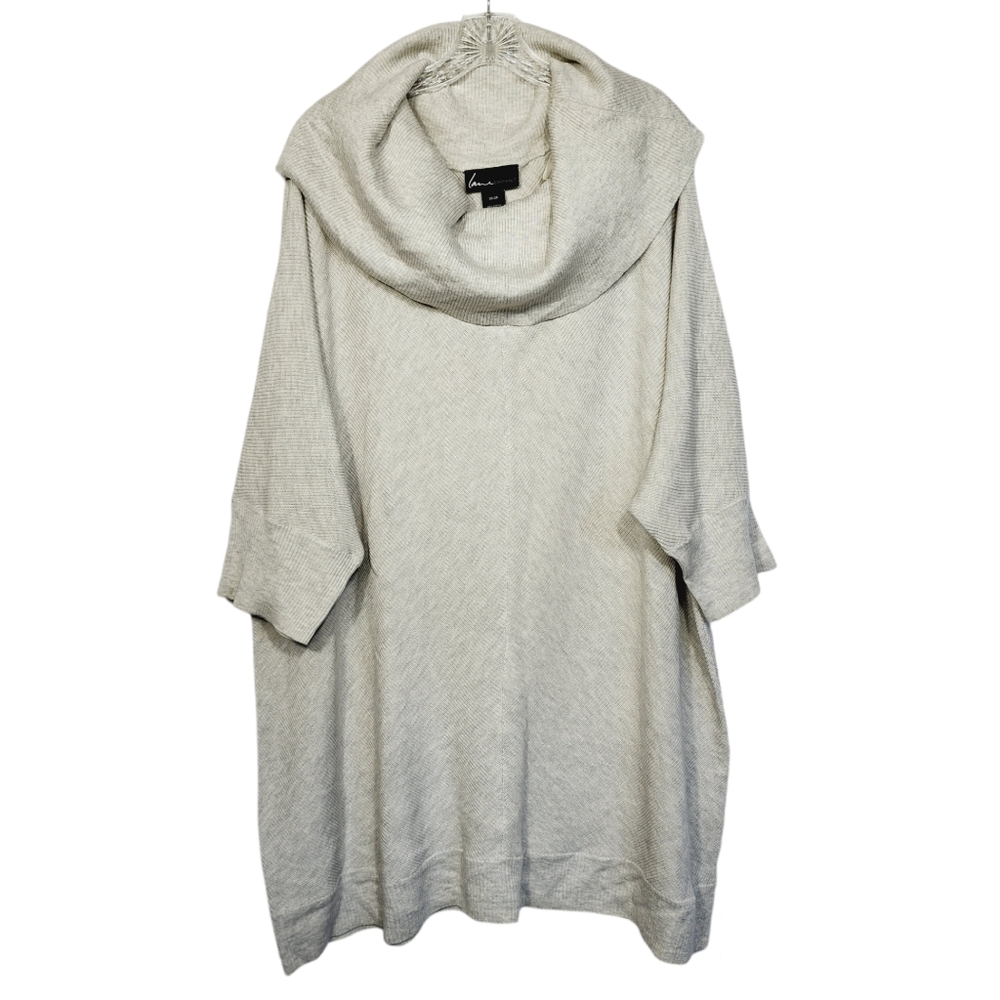 Lane Bryant Sz 26/28 Pullover Ribbed Knit Dolman Cowlneck Cotton Blend Sweater.